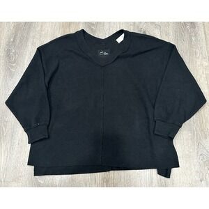 Aerie Sweater Women's XL Black Wonder Texture V Neck Cozy Oversized NEW Sweater